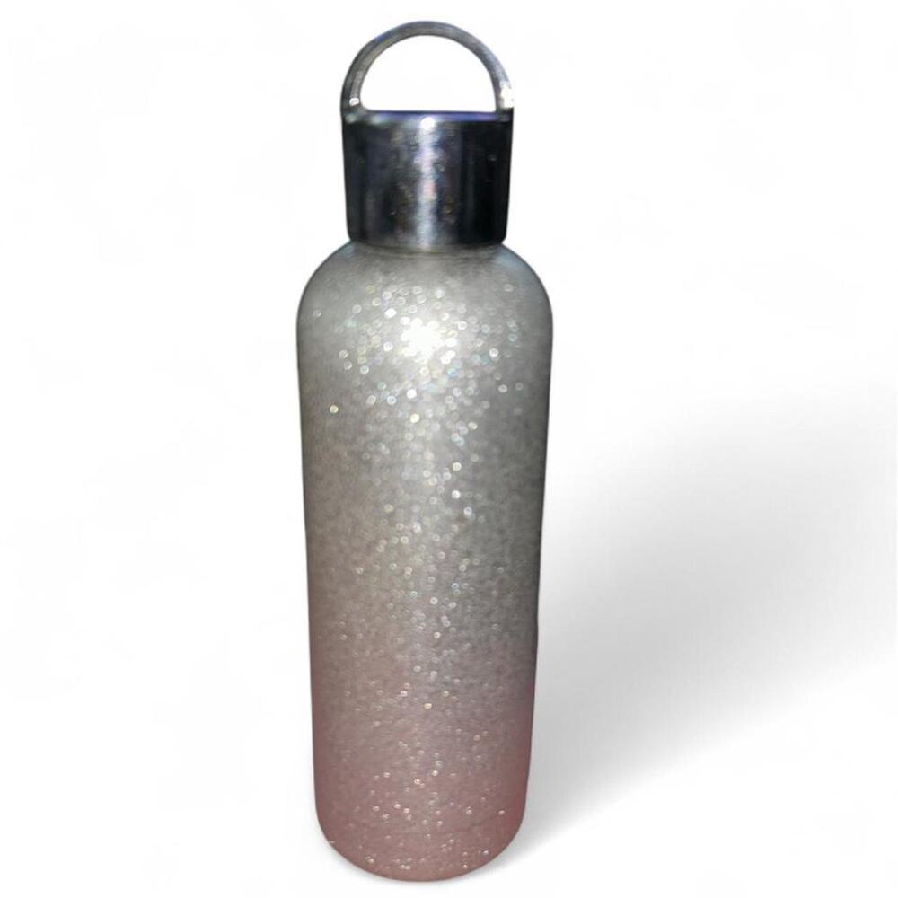 RARE Kate Spade Lenox Metallic Silver Glitter Stainless Steel Water Bottle Glam